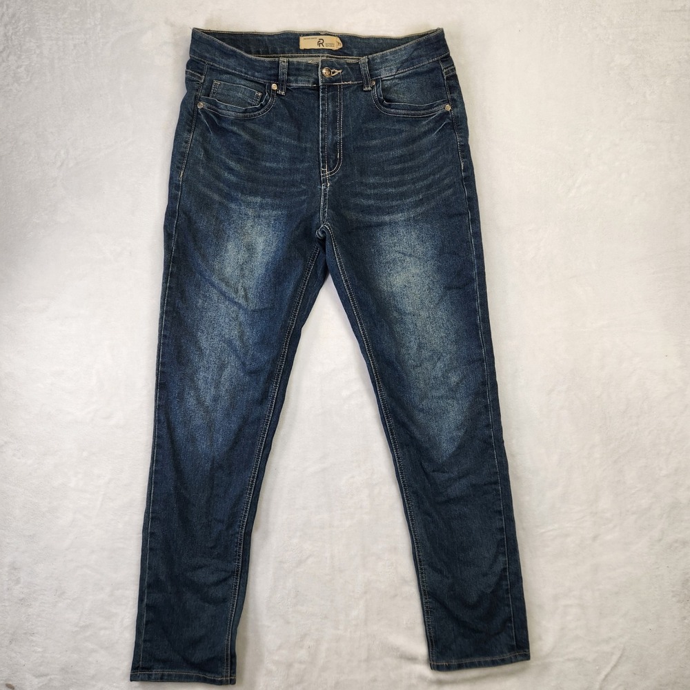 Refinery Republic Women Dark Wash Denim Jeans Size 34x32 Slim Fit Straight Leg‎